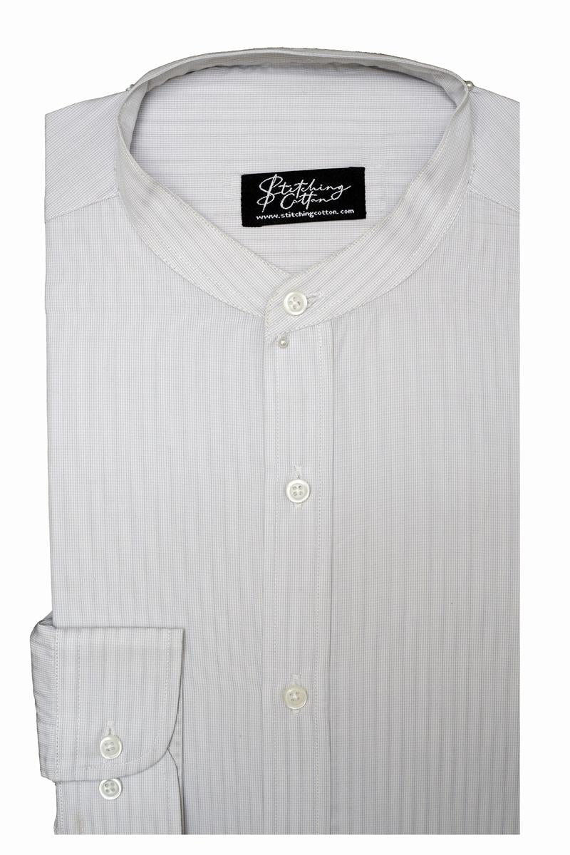 Mens Formal Stripe Shirt Band Collar