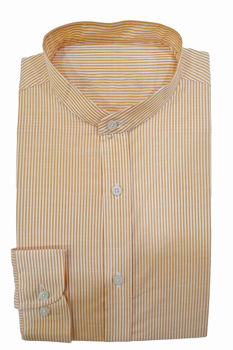 Mens Formal Stripe Shirt Band Collar