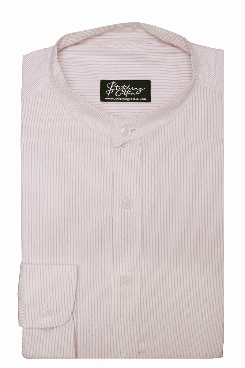 Mens Formal Stripe Shirt Band Collar