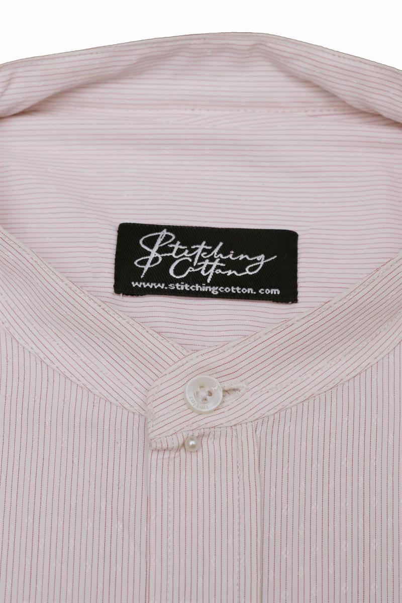 Mens Formal Stripe Shirt Band Collar