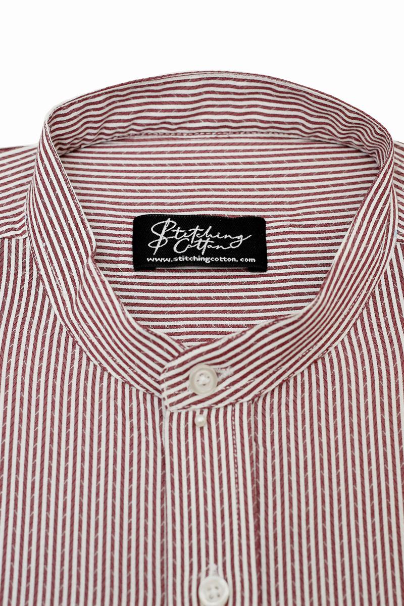 Mens Formal Stripe Shirt Band Collar