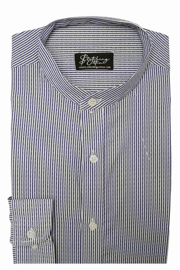 Mens Formal Stripe Shirt Band Collar