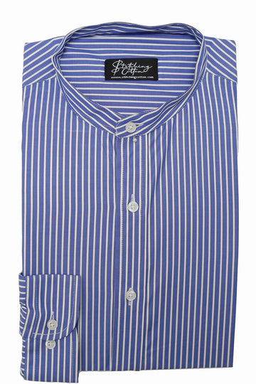 Mens Formal Stripe Shirt Band Collar