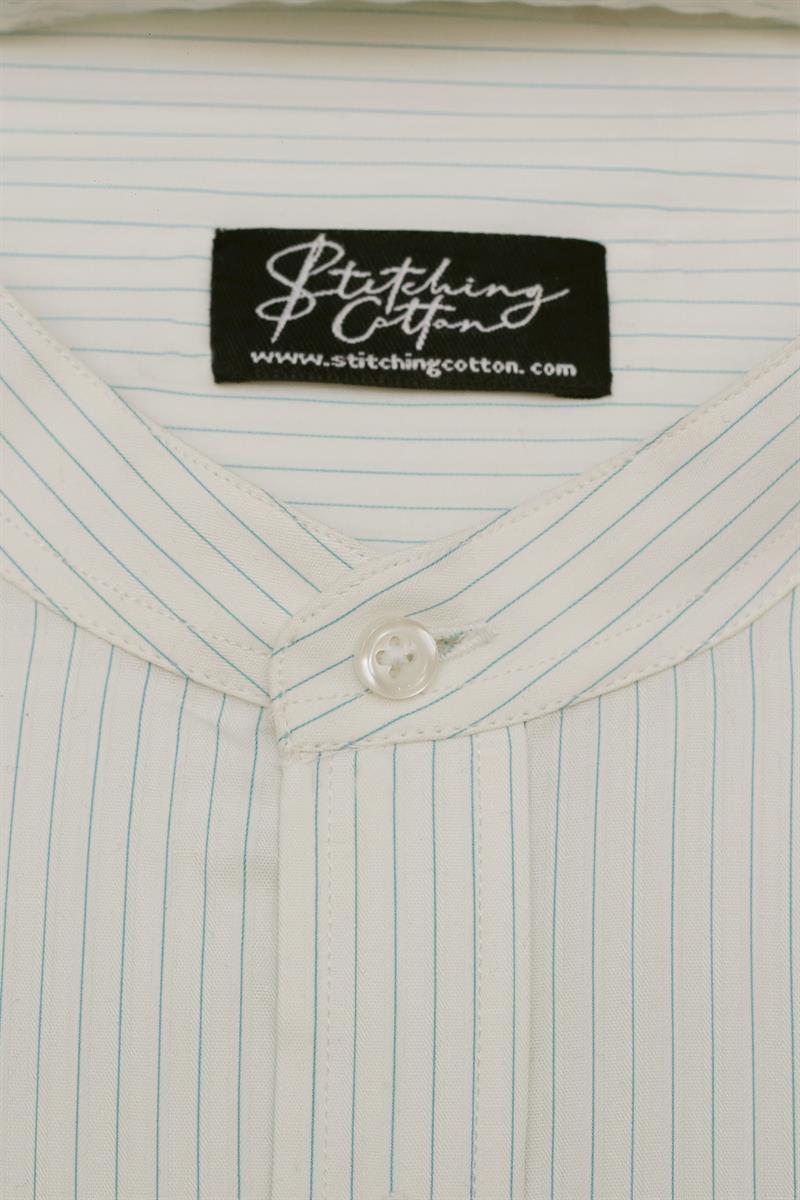 Mens Formal Stripe Shirt Band Collar